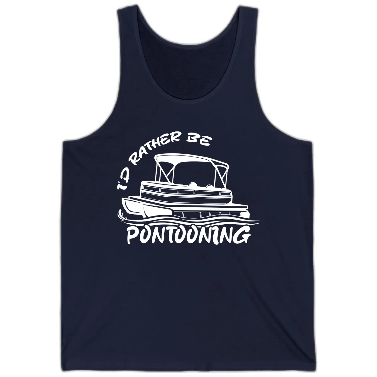 I'd Rather Be Pontooning Boat Design Tank in Navy