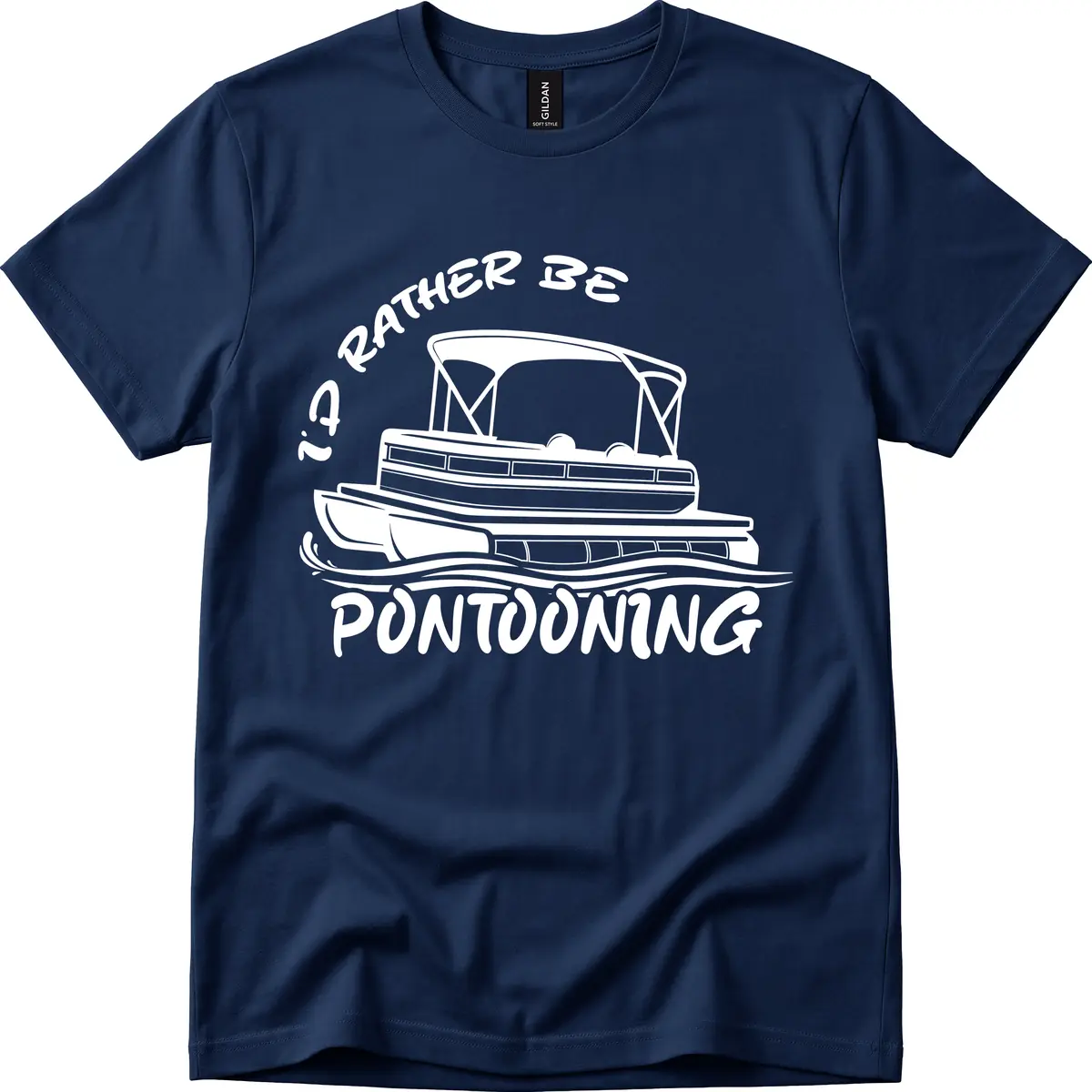 I'd Rather Be Pontooning Boat Design T-Shirt in Navy