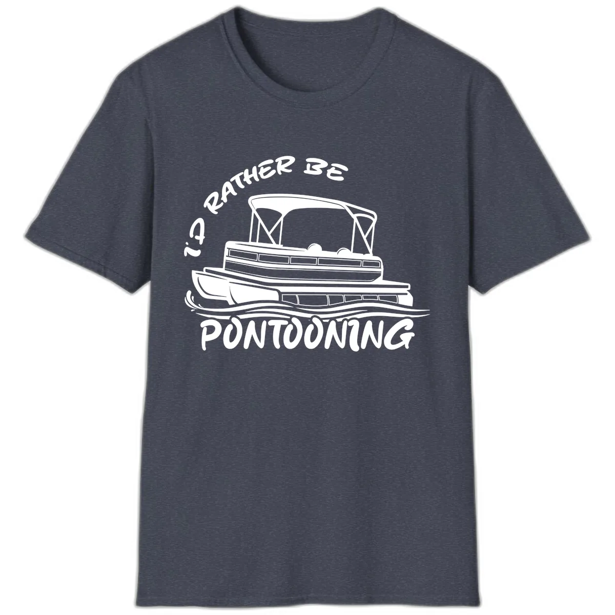 I'd Rather Be Pontooning Boat Design T-Shirt in Heather Navy