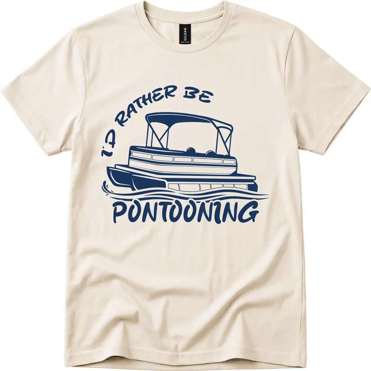 I'd Rather Be Pontooning Boat Design T-Shirt in Natural