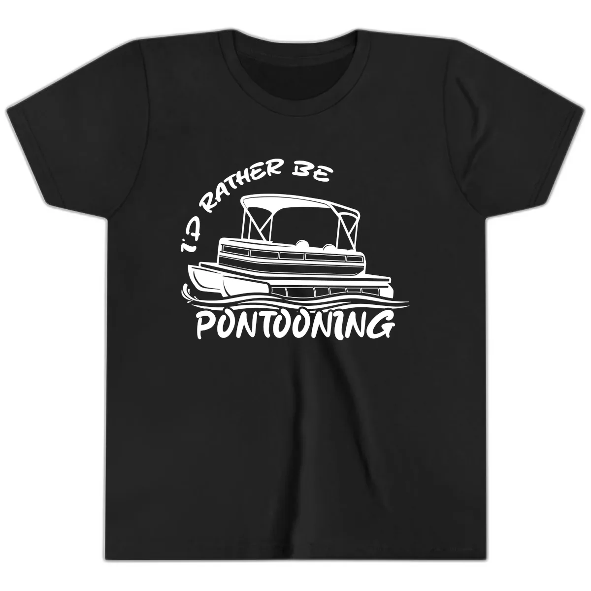 I'd Rather Be Pontooning Boat Design Youth T-Shirt in Black