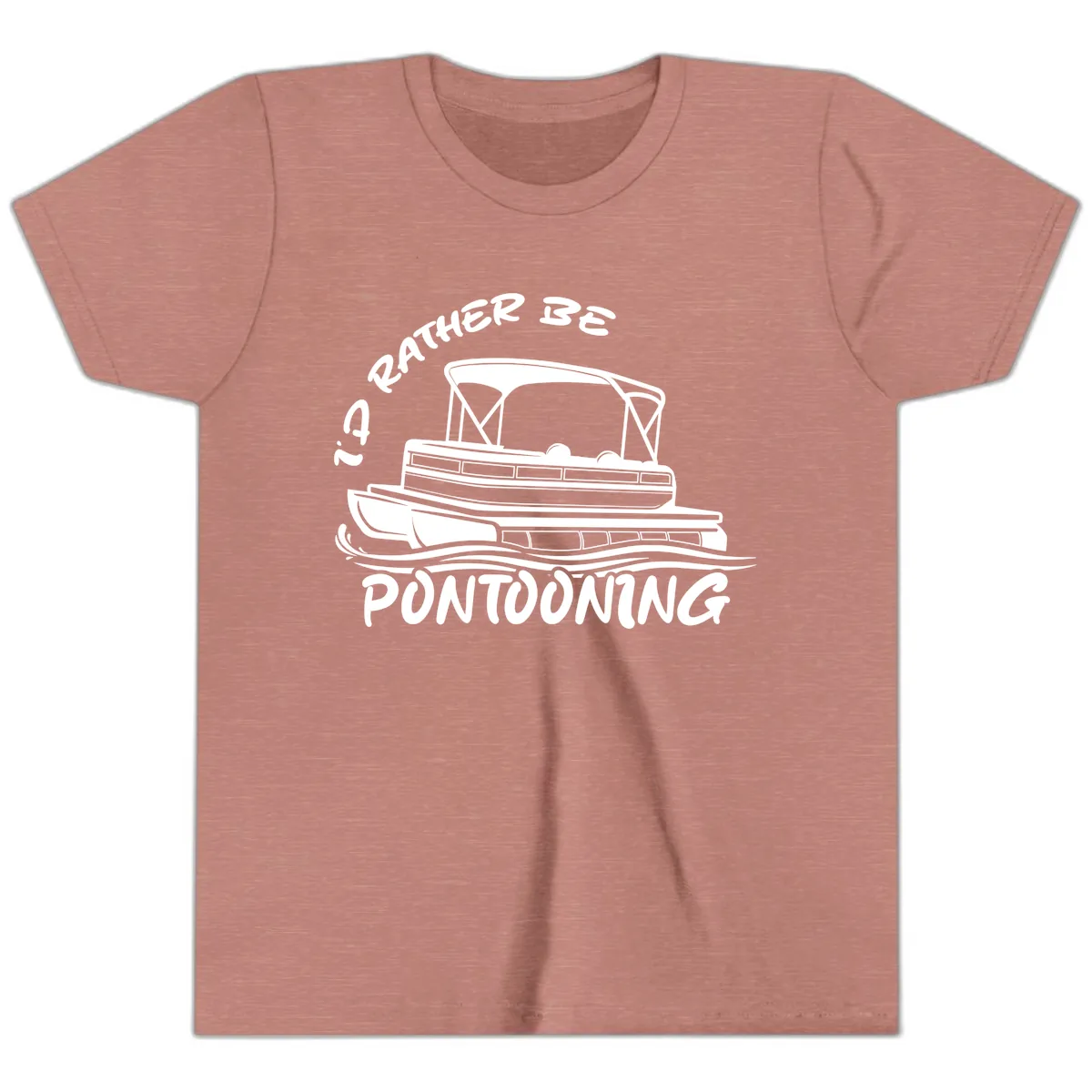 I'd Rather Be Pontooning Boat Design Youth T-Shirt in Heather Mauve