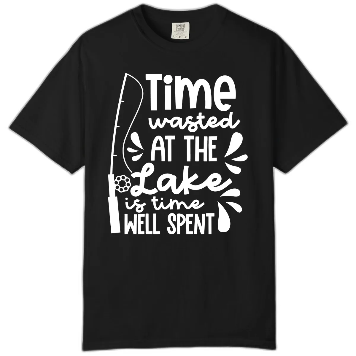 Time Wasted At The Lake Is Time Well Spent Comfort Color in Black
