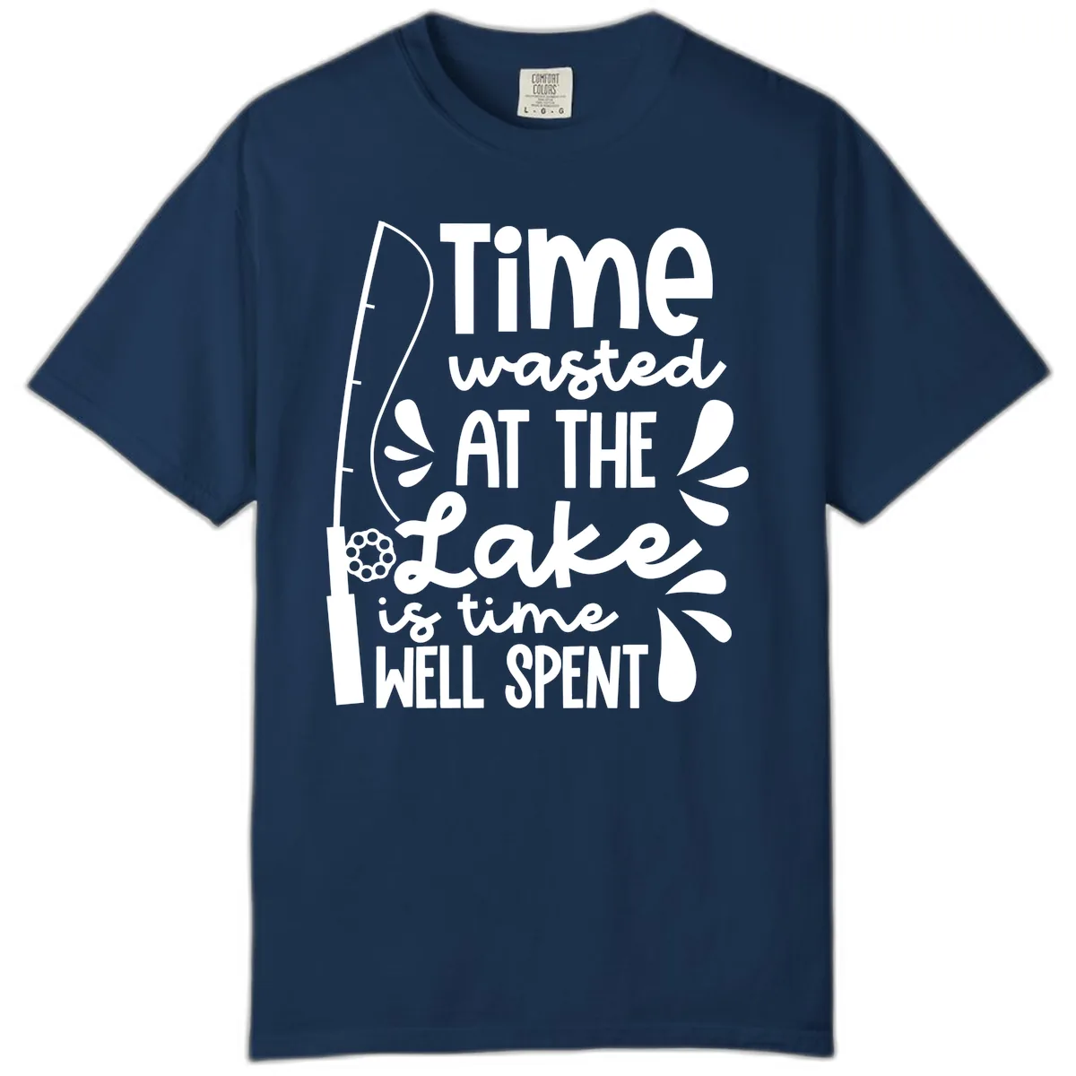 Time Wasted At The Lake Is Time Well Spent Comfort Color in Navy