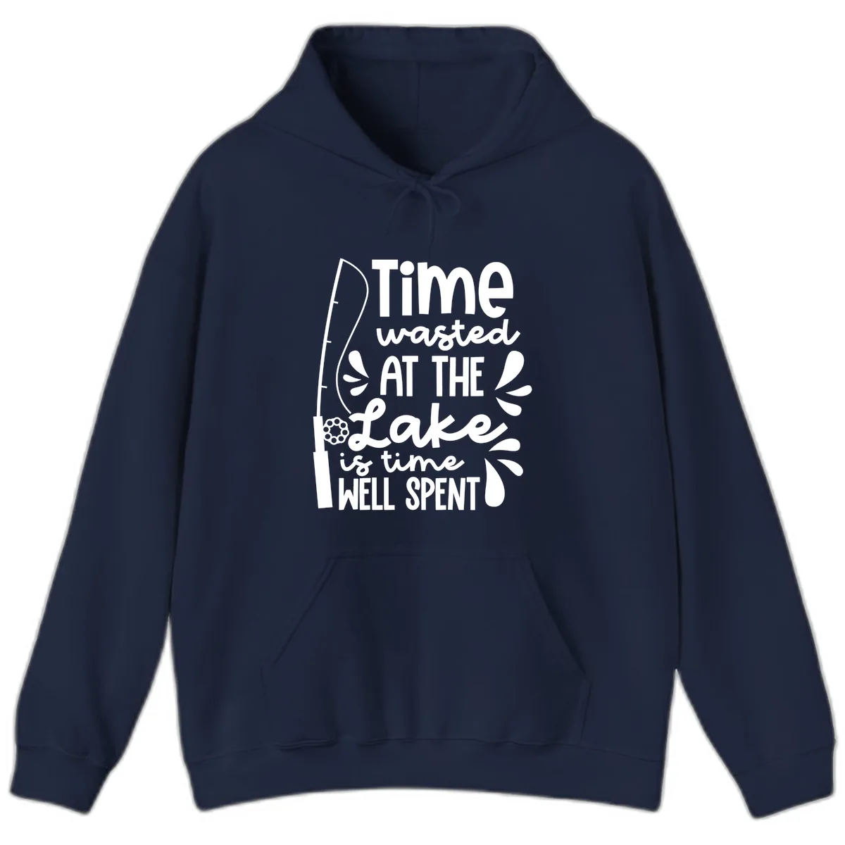 Time Wasted At The Lake Is Time Well Spent Hoodie in Navy