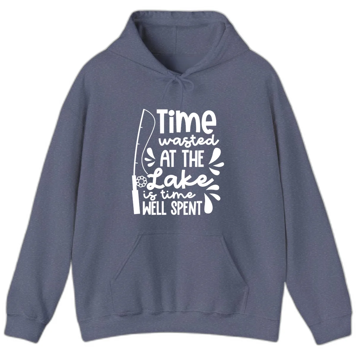 Time Wasted At The Lake Is Time Well Spent Hoodie in Heather Navy