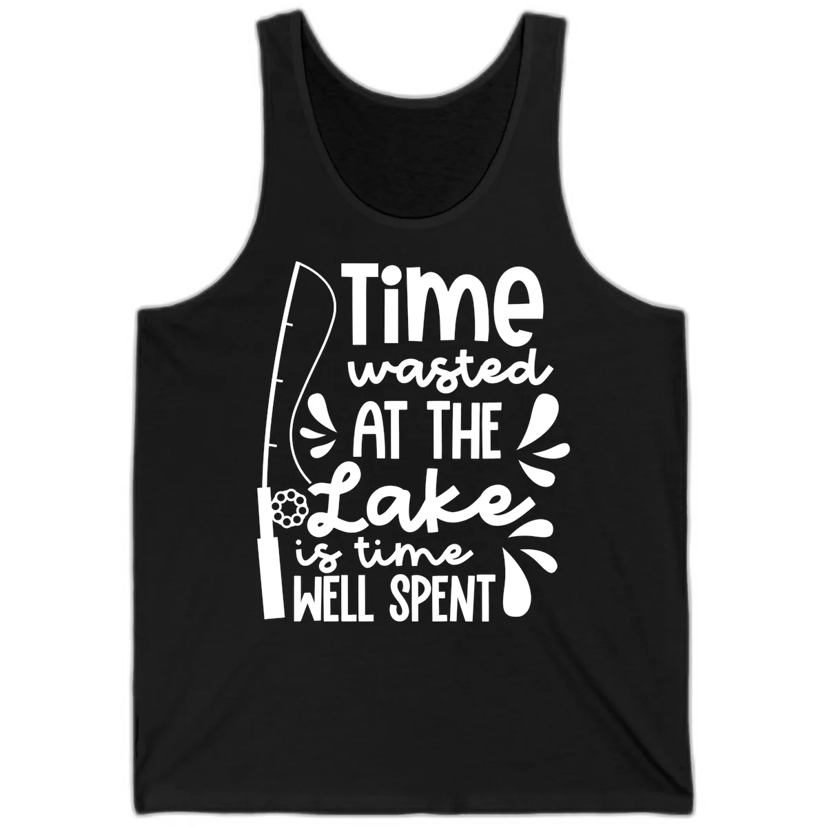 Time Wasted At The Lake Is Time Well Spent Tank in Black