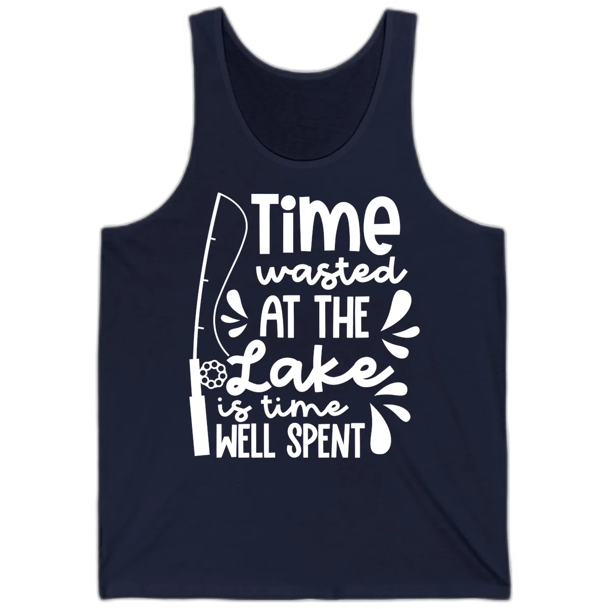 Time Wasted At The Lake Is Time Well Spent Tank in Navy