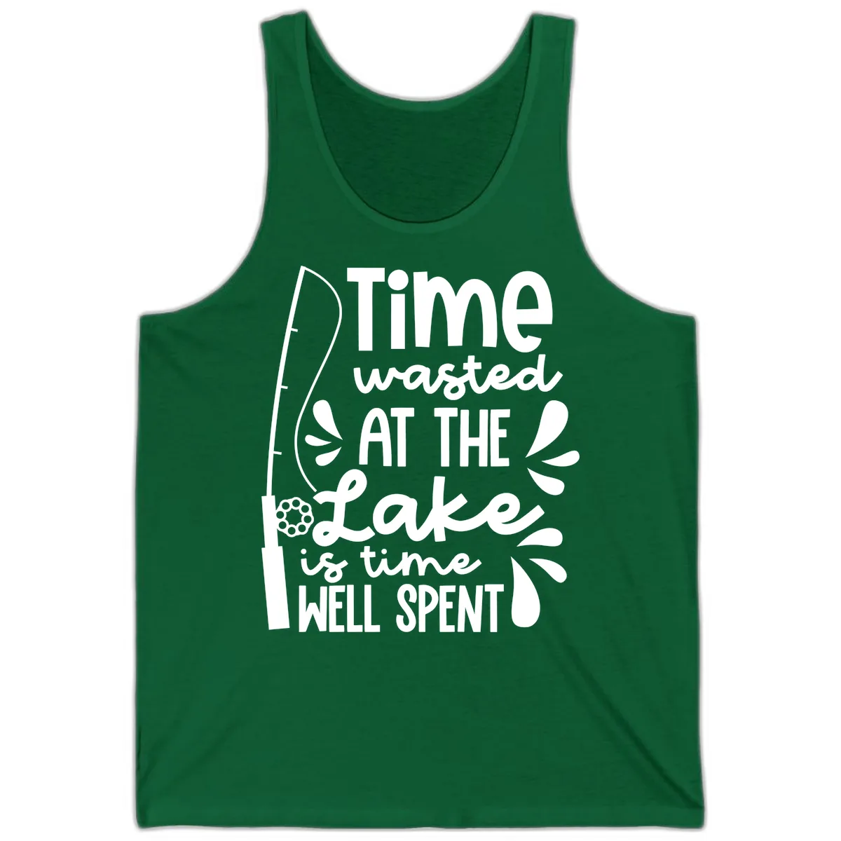 Time Wasted At The Lake Is Time Well Spent Tank in Kelly