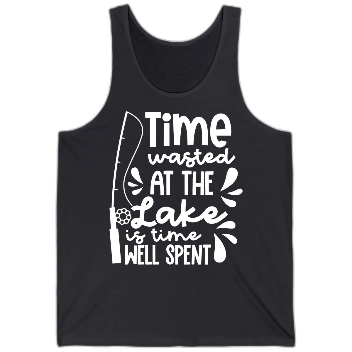 Time Wasted At The Lake Is Time Well Spent Tank in Dark Grey