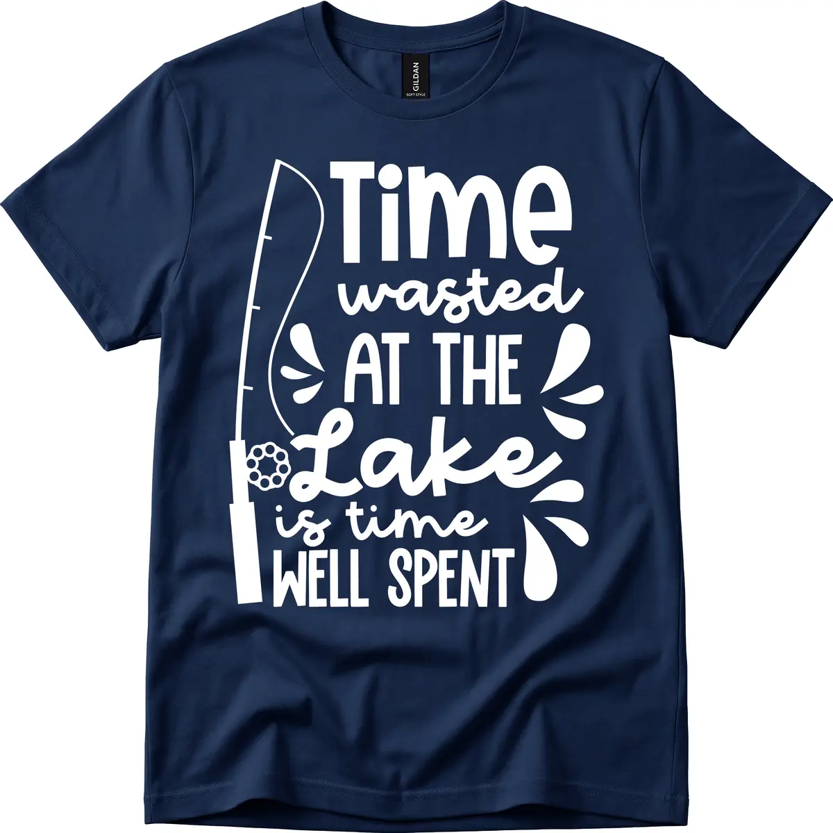Time Wasted At The Lake Is Time Well Spent T-Shirt in Navy