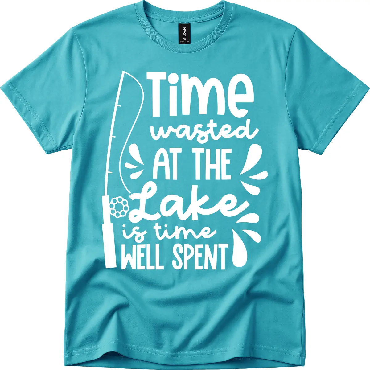 Time Wasted At The Lake Is Time Well Spent T-Shirt in Tropical Blue