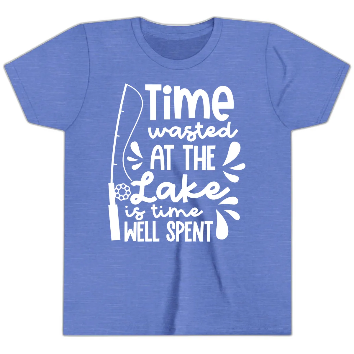 Time Wasted At The Lake Is Time Well Spent Youth T-Shirt in Heather Columbia Blue