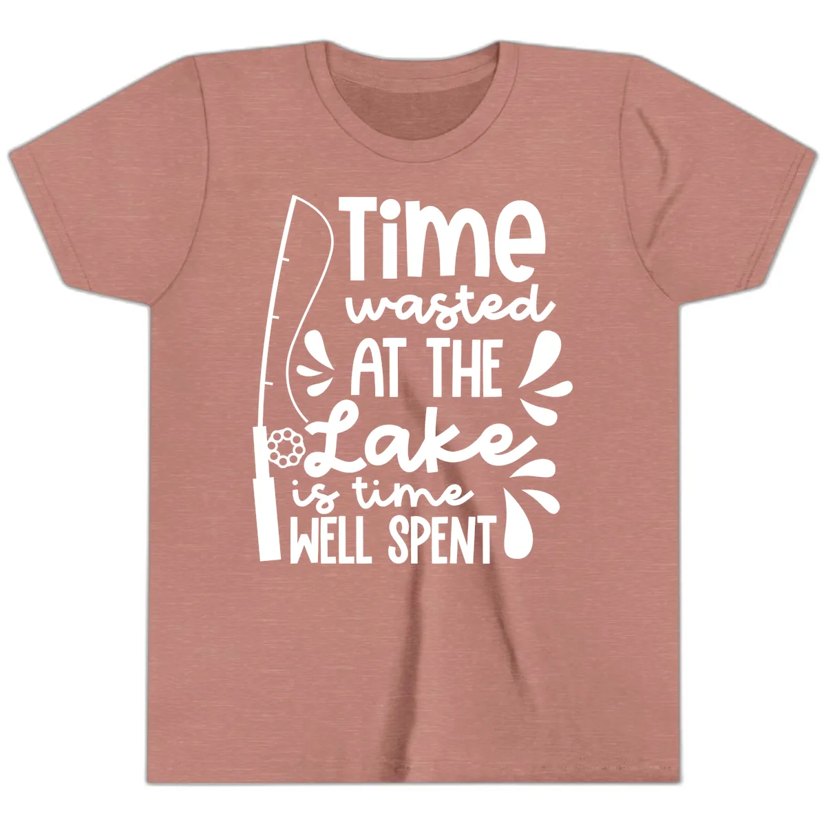Time Wasted At The Lake Is Time Well Spent Youth T-Shirt in Heather Mauve