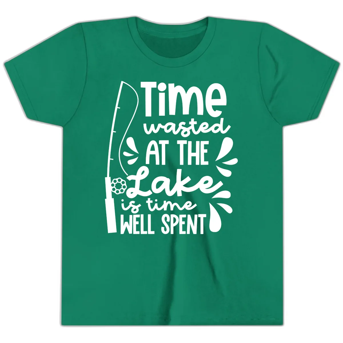 Time Wasted At The Lake Is Time Well Spent Youth T-Shirt in Kelly