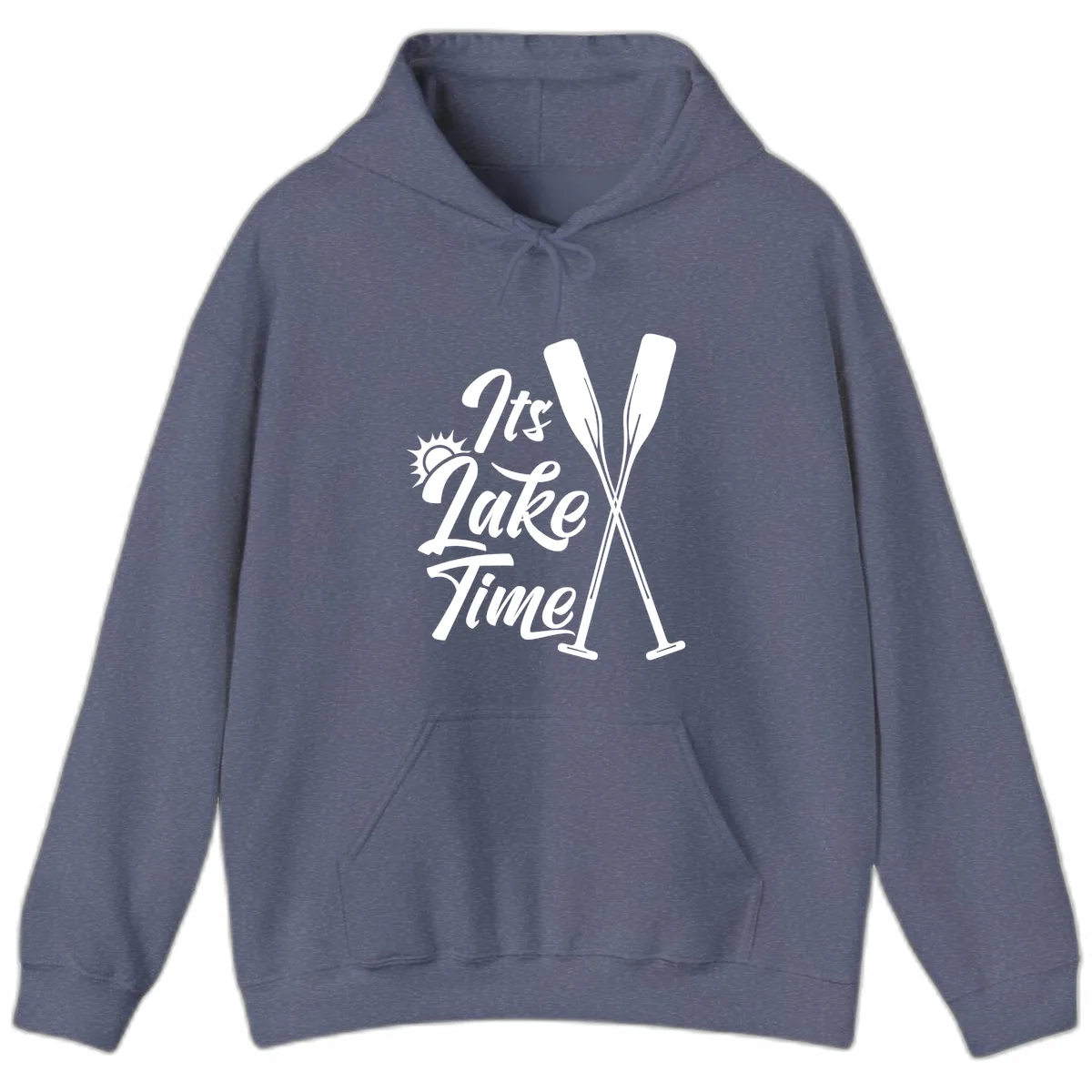 It's Lake Time Oar Design Hoodie in Heather Navy