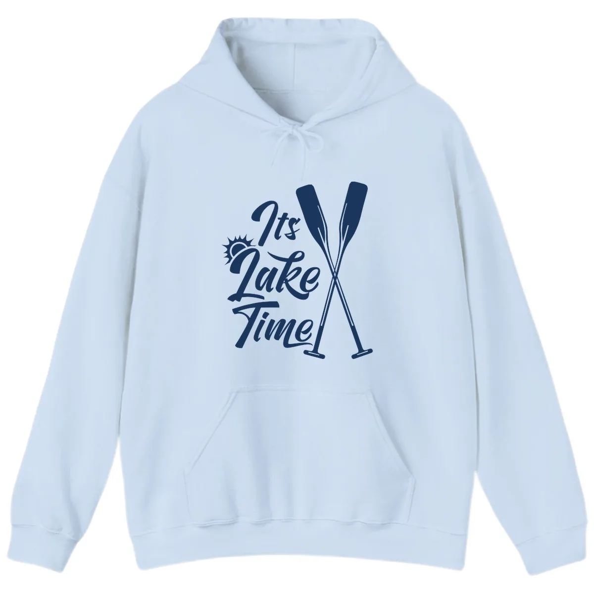 It's Lake Time Oar Design Hoodie in Light Blue