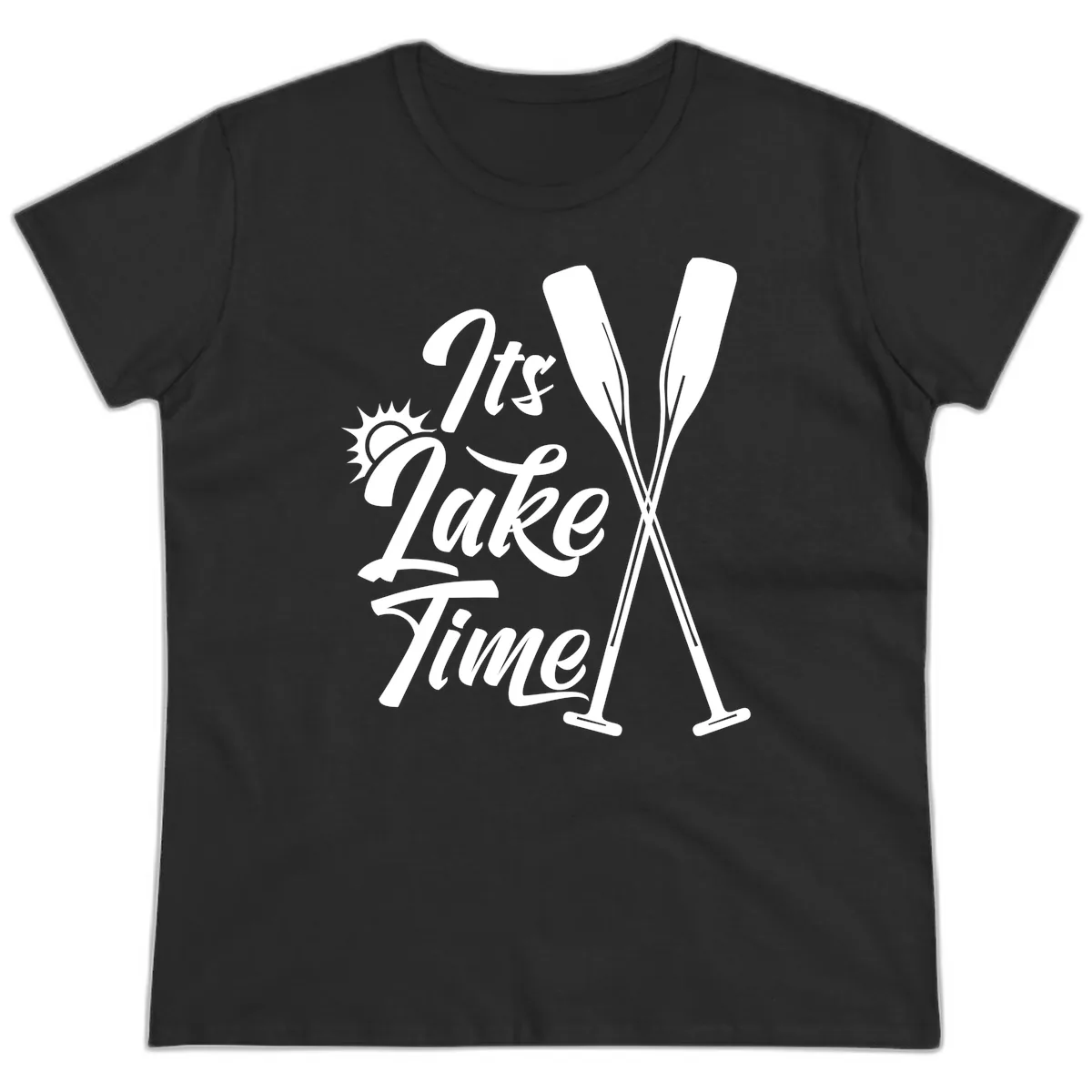 It's Lake Time Oar Design Ladies Tee in Black