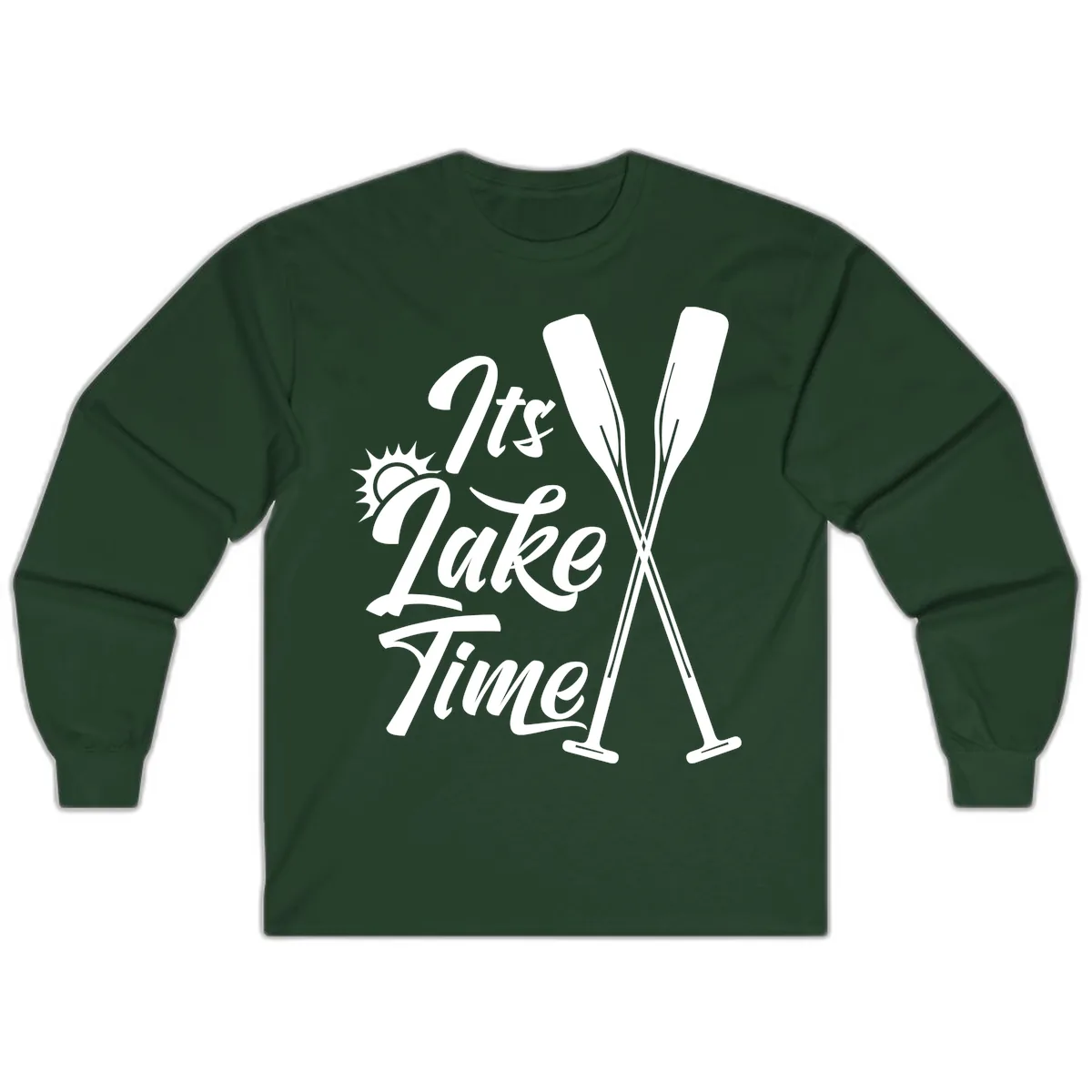 It's Lake Time Oar Design Long Sleeve in Forest Green