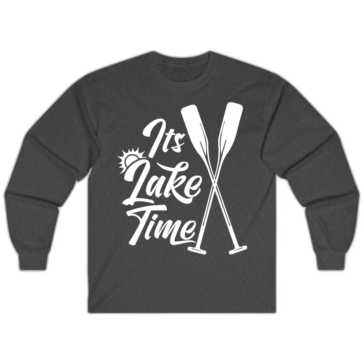 It's Lake Time Oar Design Long Sleeve in Dark Heather