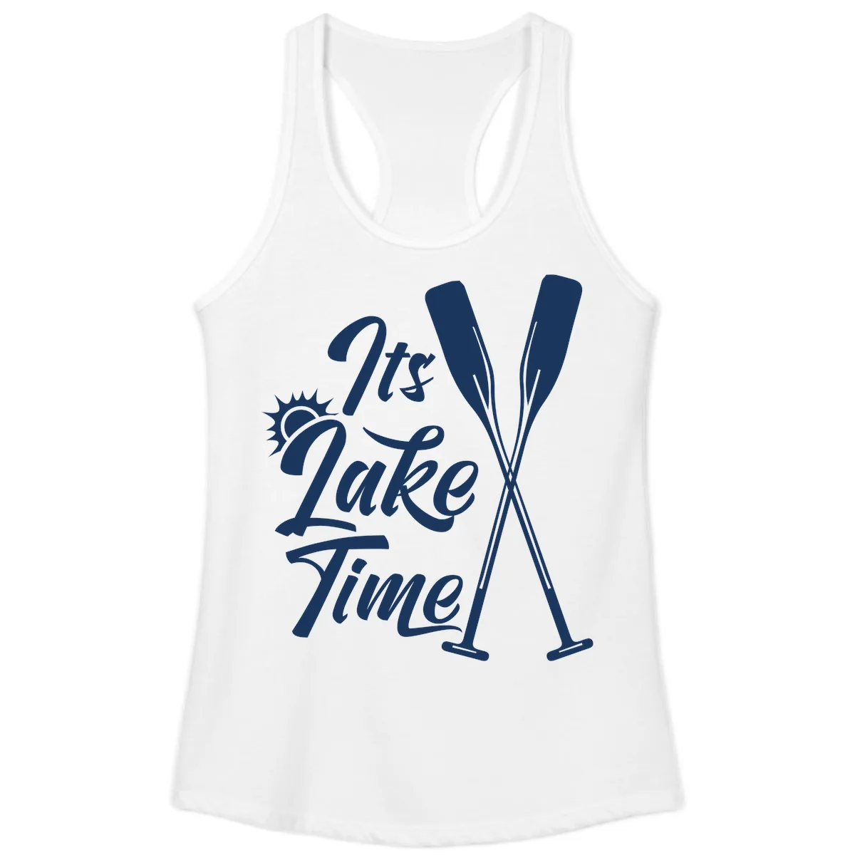 It's Lake Time Oar Design Ladies Tank in White