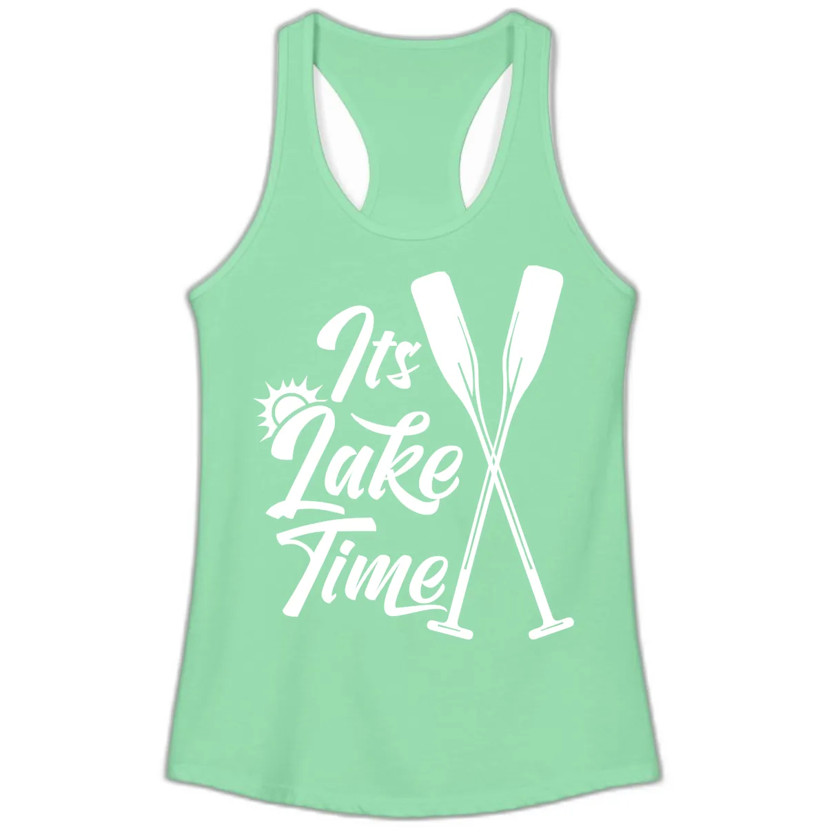 It's Lake Time Oar Design Ladies Tank in Solid Mint