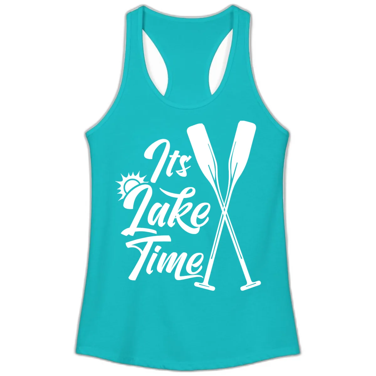 It's Lake Time Oar Design Ladies Tank in Tahiti Blue