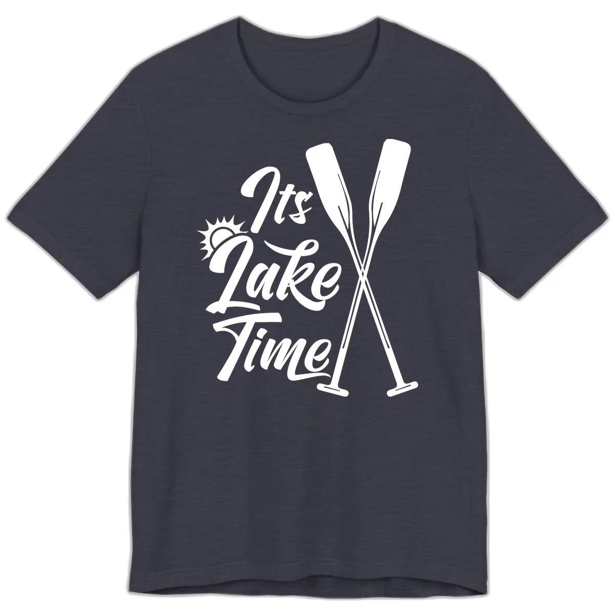It's Lake Time Oar Design Premium T-Shirt in Heather Midnight Navy