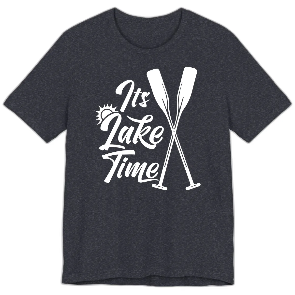 It's Lake Time Oar Design Premium T-Shirt in Heather Navy