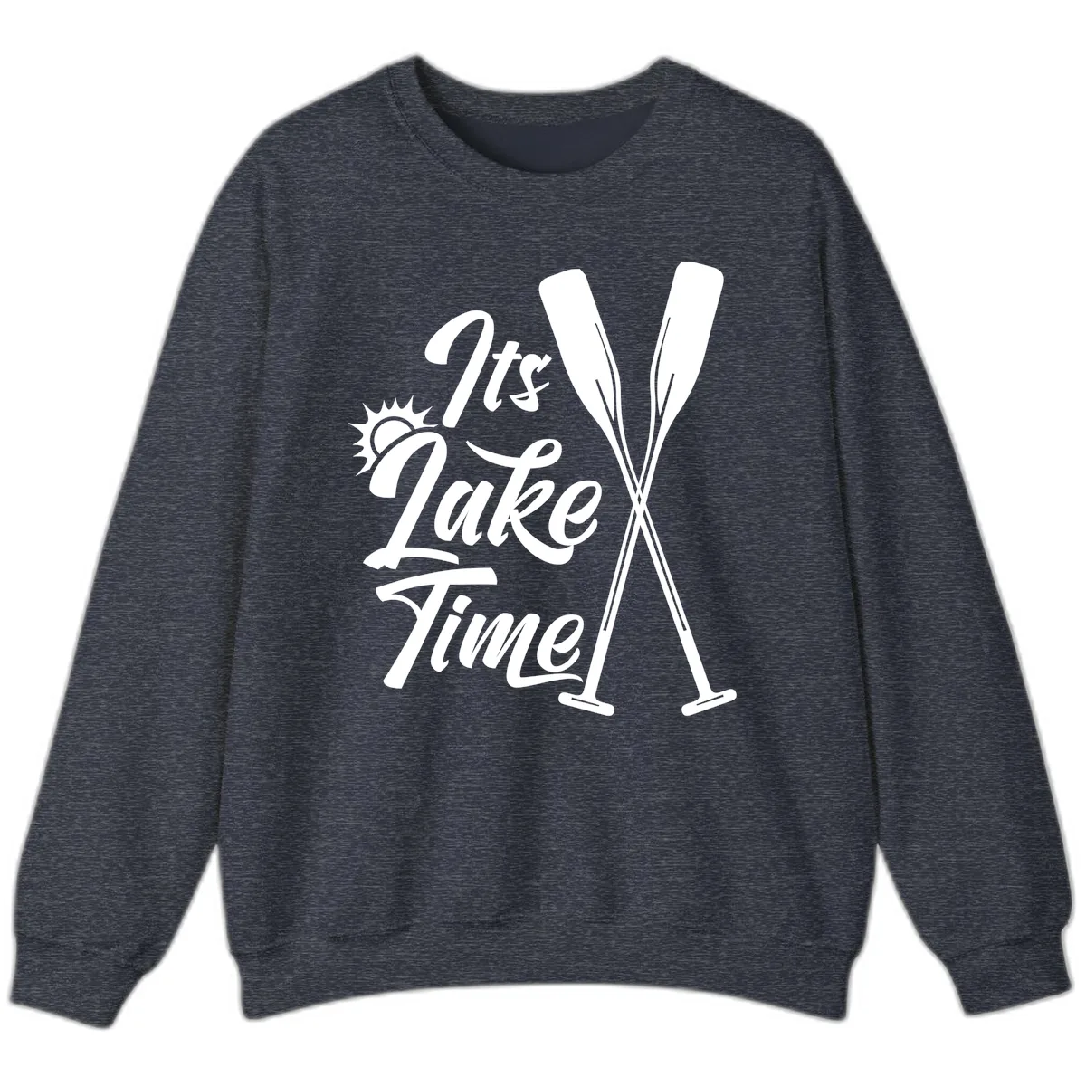 It's Lake Time Oar Design Sweatshirt in Heather Sport Dark Navy
