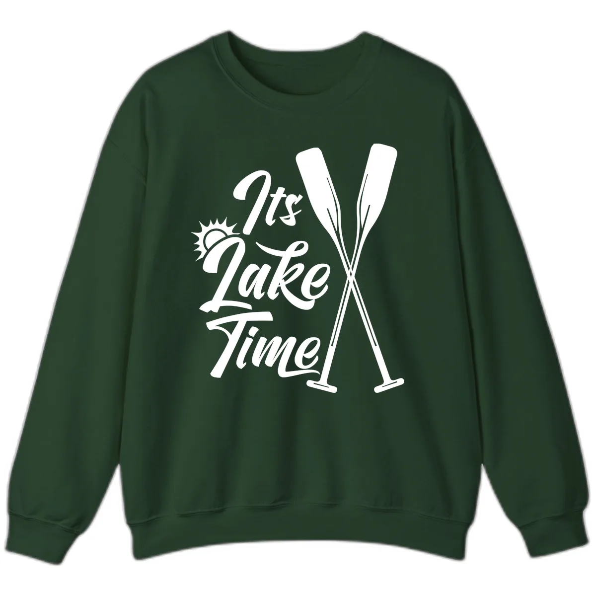 It's Lake Time Oar Design Sweatshirt in Forest Green