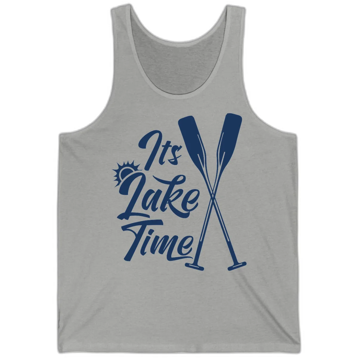 It's Lake Time Oar Design Tank in Athletic Heather