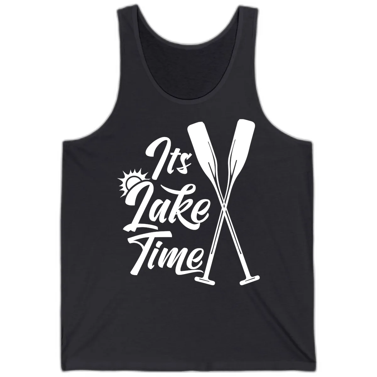 It's Lake Time Oar Design Tank in Dark Grey