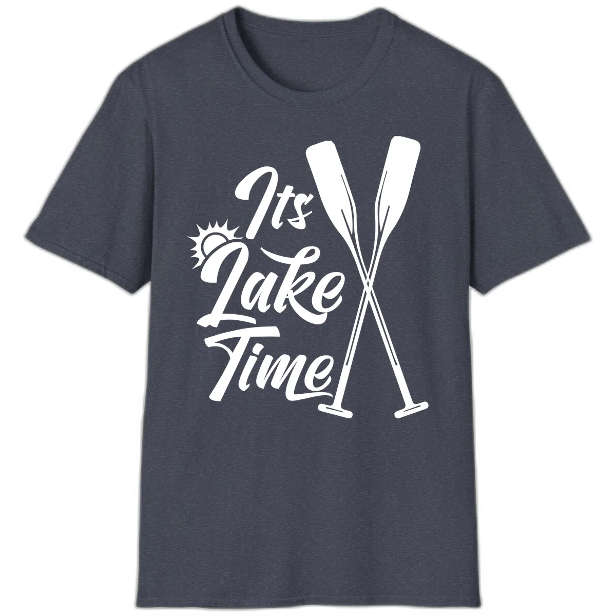 It's Lake Time Oar Design T-Shirt in Heather Navy