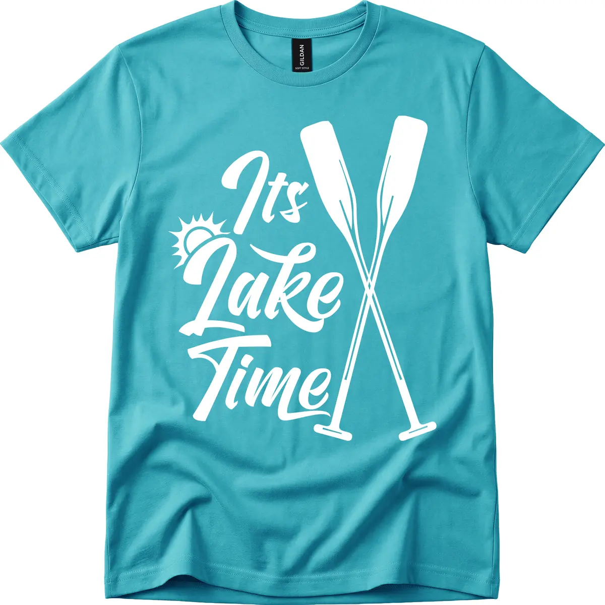It's Lake Time Oar Design T-Shirt in Tropical Blue