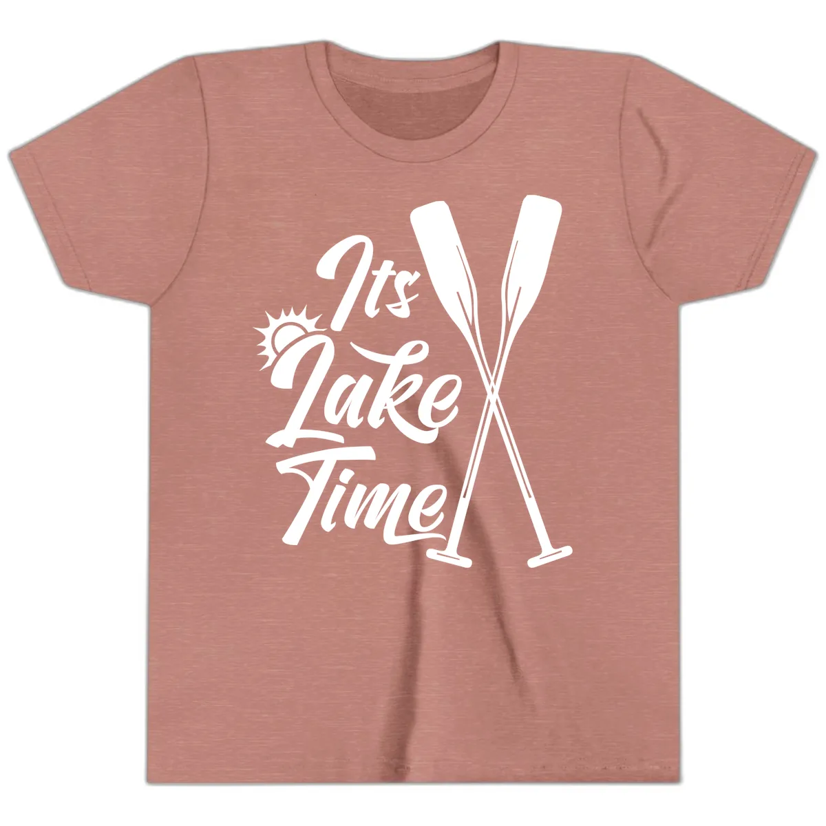 It's Lake Time Oar Design Youth T-Shirt in Heather Mauve