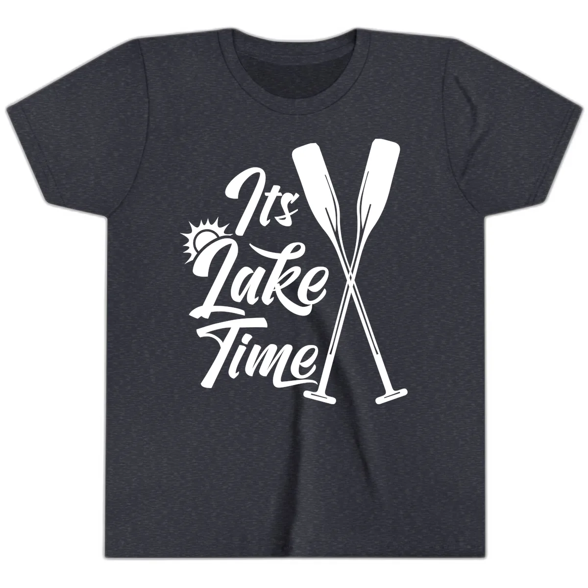 It's Lake Time Oar Design Youth T-Shirt in Heather Navy