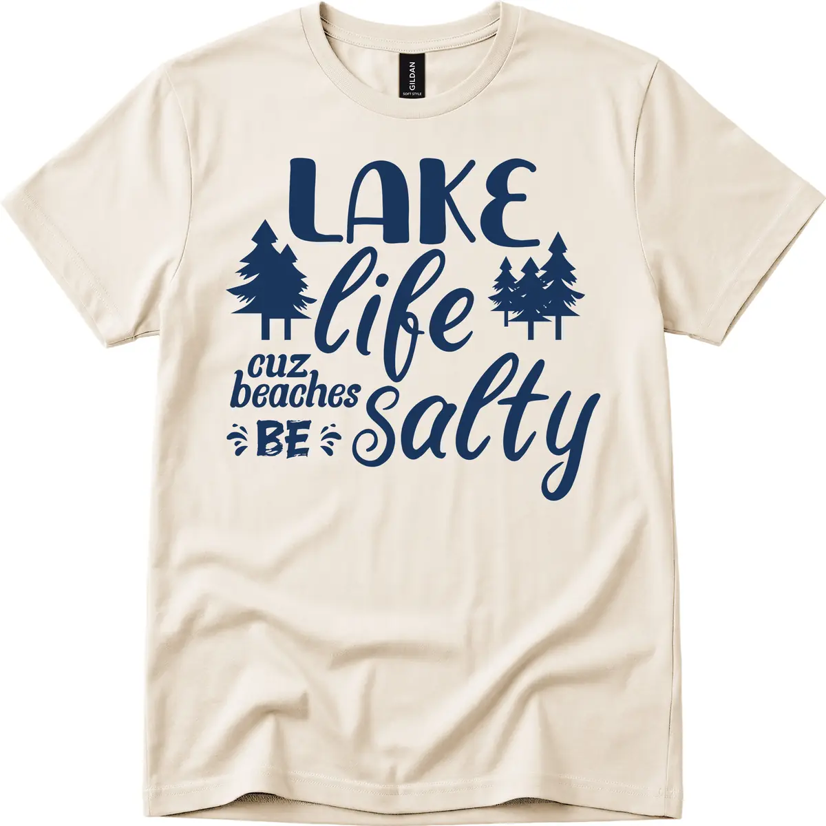 Lake Life Cuz Beaches Be Salty T-Shirt in Natural