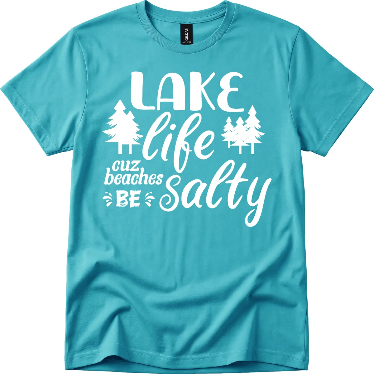 Lake Life Cuz Beaches Be Salty T-Shirt in Tropical Blue