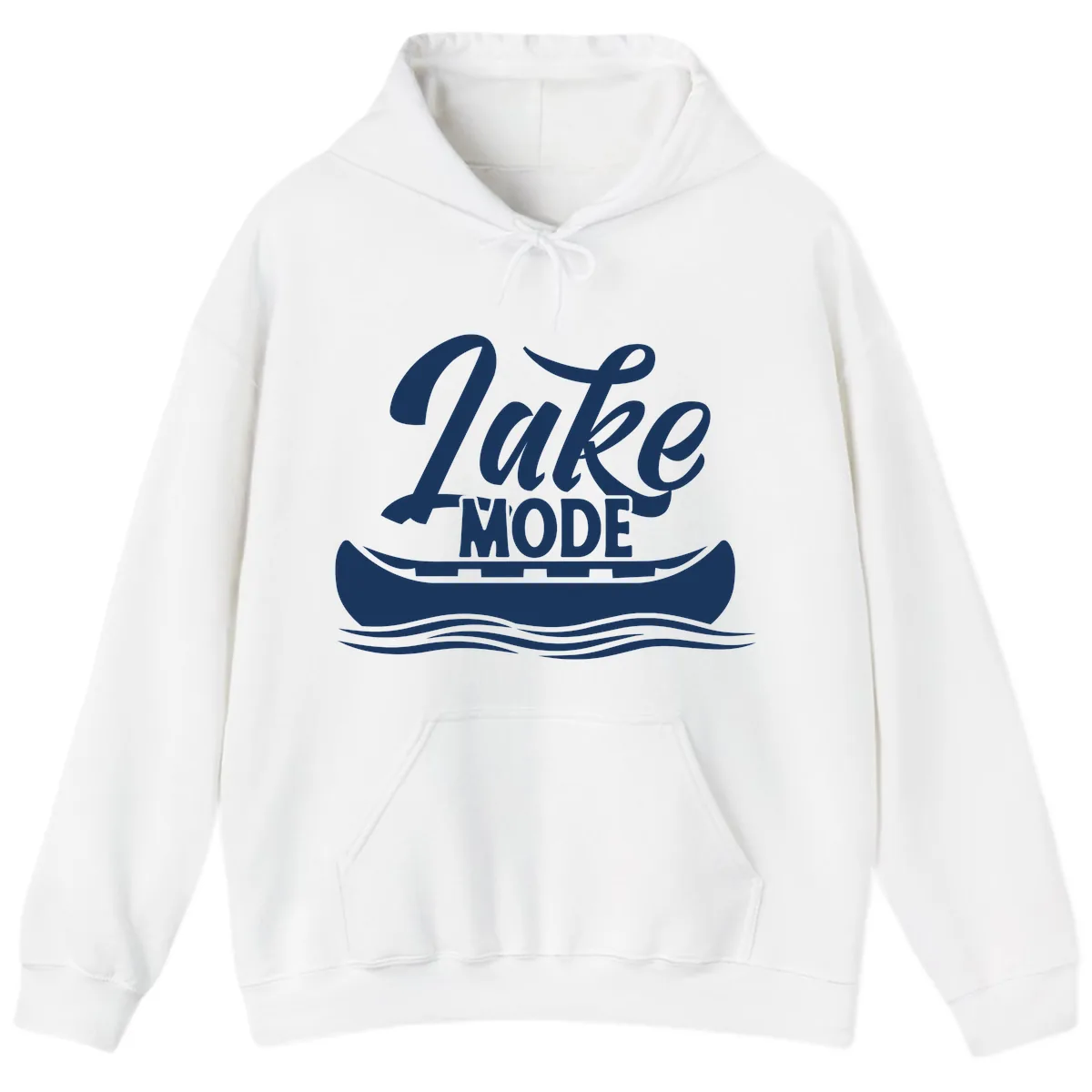 Lake Mode Canoe Illustration Hoodie in White