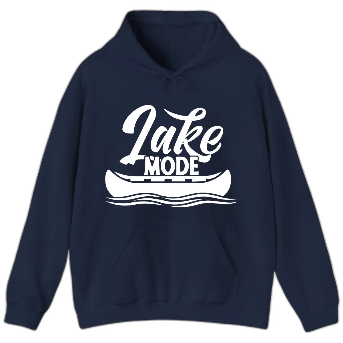 Lake Mode Canoe Illustration Hoodie in Navy