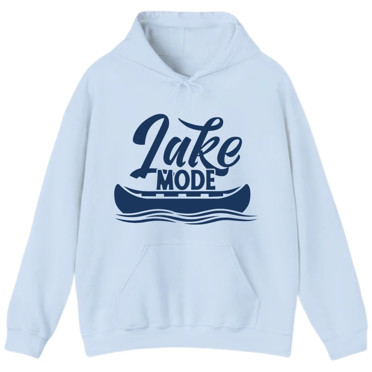 Lake Mode Canoe Illustration Hoodie in Light Blue
