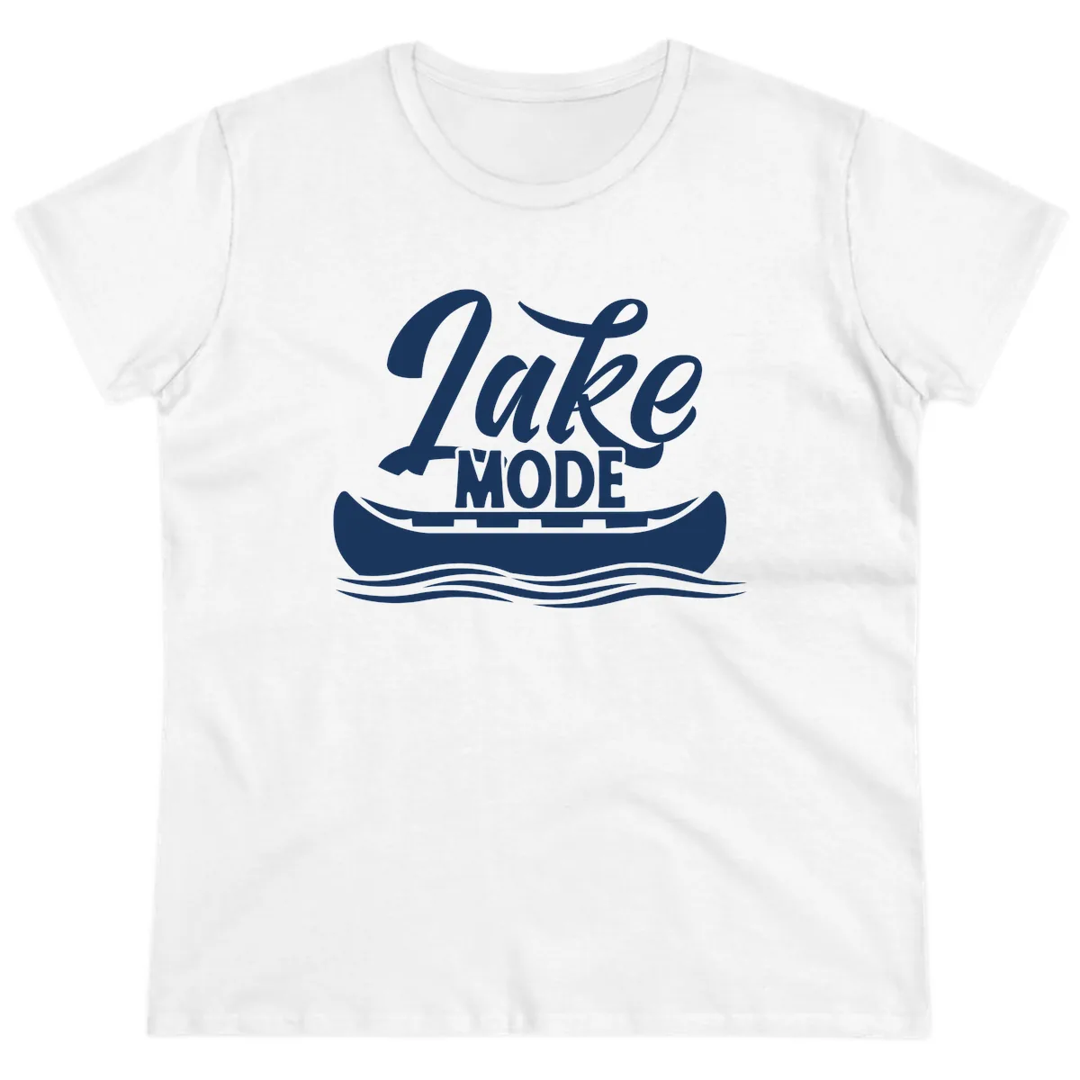 Lake Mode Canoe Illustration Ladies Tee in White