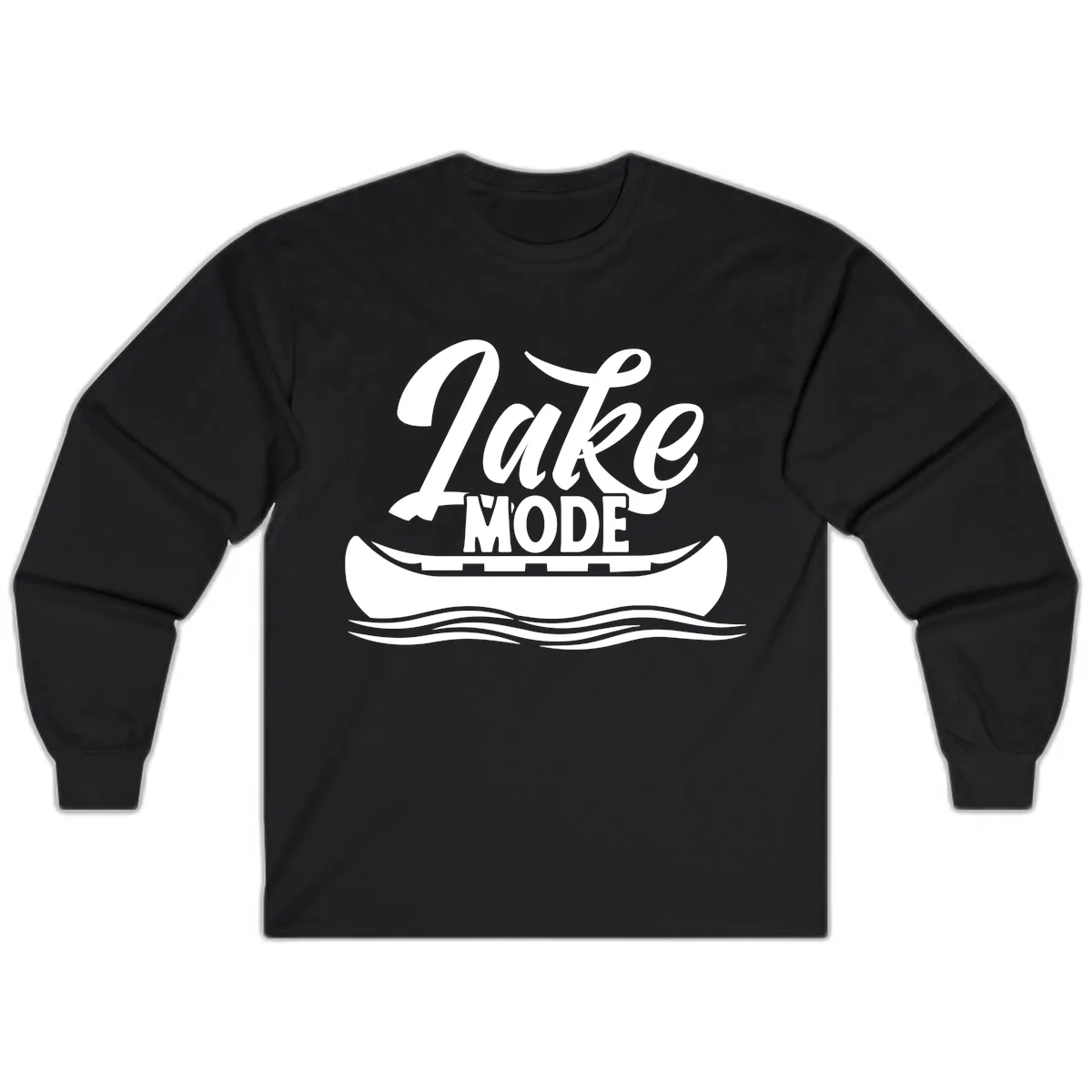 Lake Mode Canoe Illustration Long Sleeve in Black
