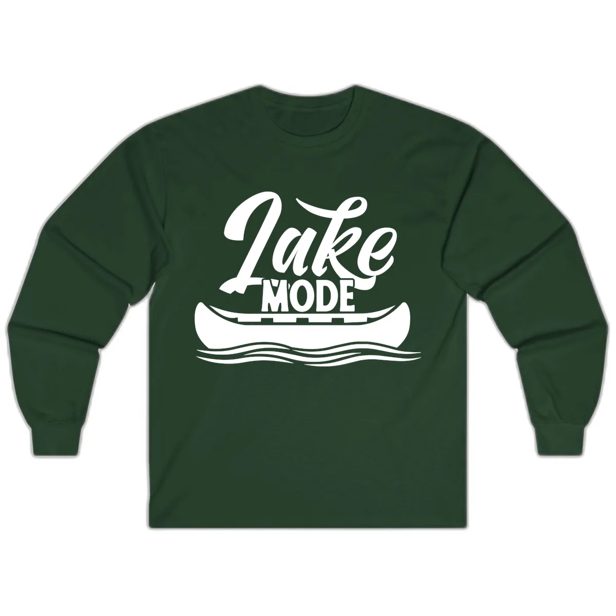 Lake Mode Canoe Illustration Long Sleeve in Forest Green