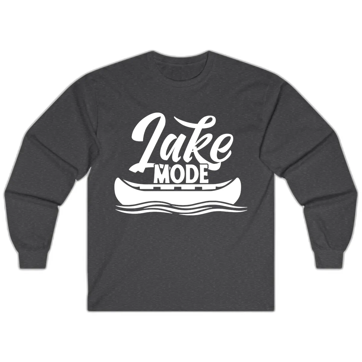 Lake Mode Canoe Illustration Long Sleeve in Dark Heather