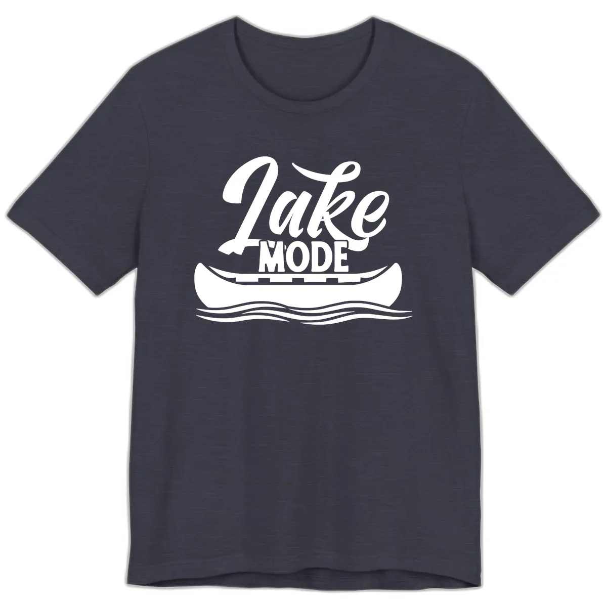 Lake Mode Canoe Illustration Premium T-Shirt in Heather Midnight Navy