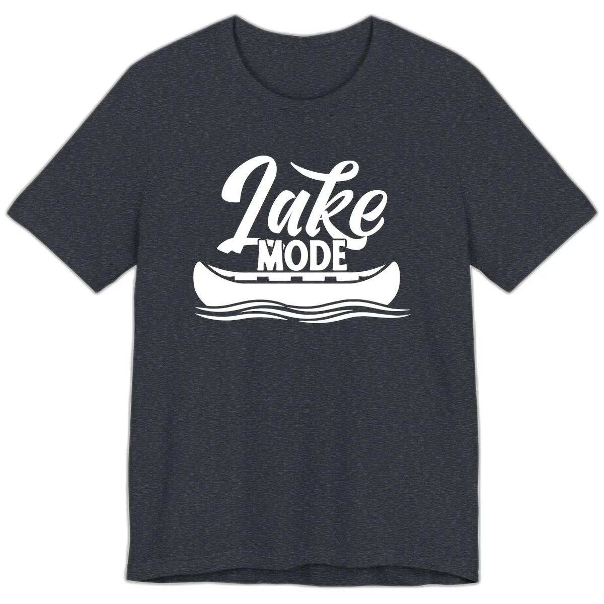 Lake Mode Canoe Illustration Premium T-Shirt in Heather Navy