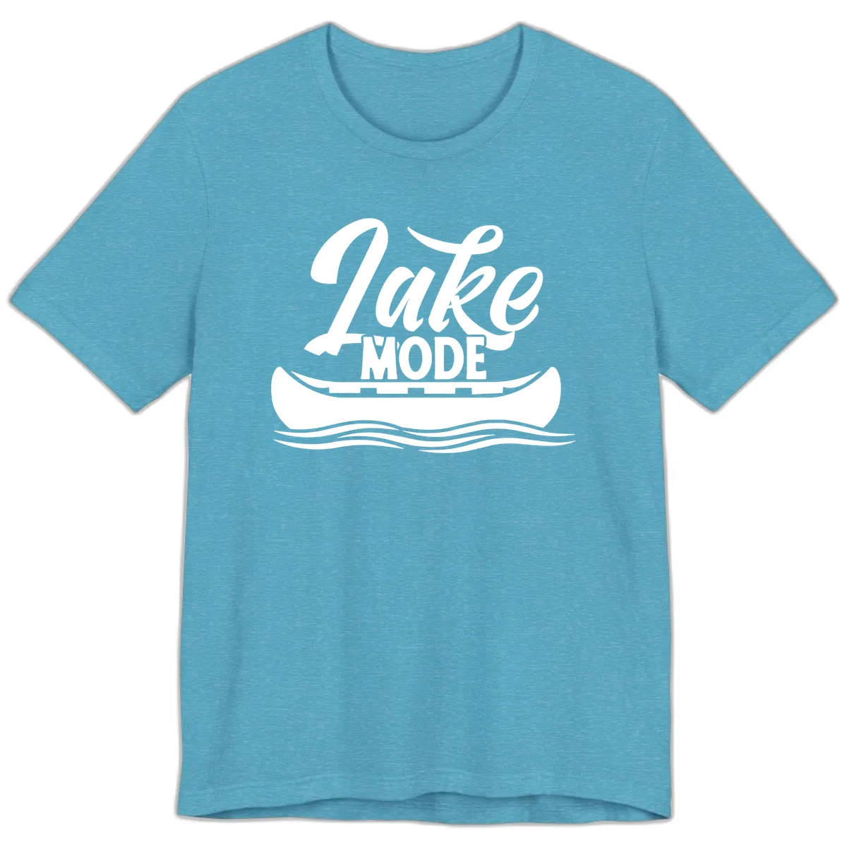 Lake Mode Canoe Illustration Premium T-Shirt in Heather Aqua