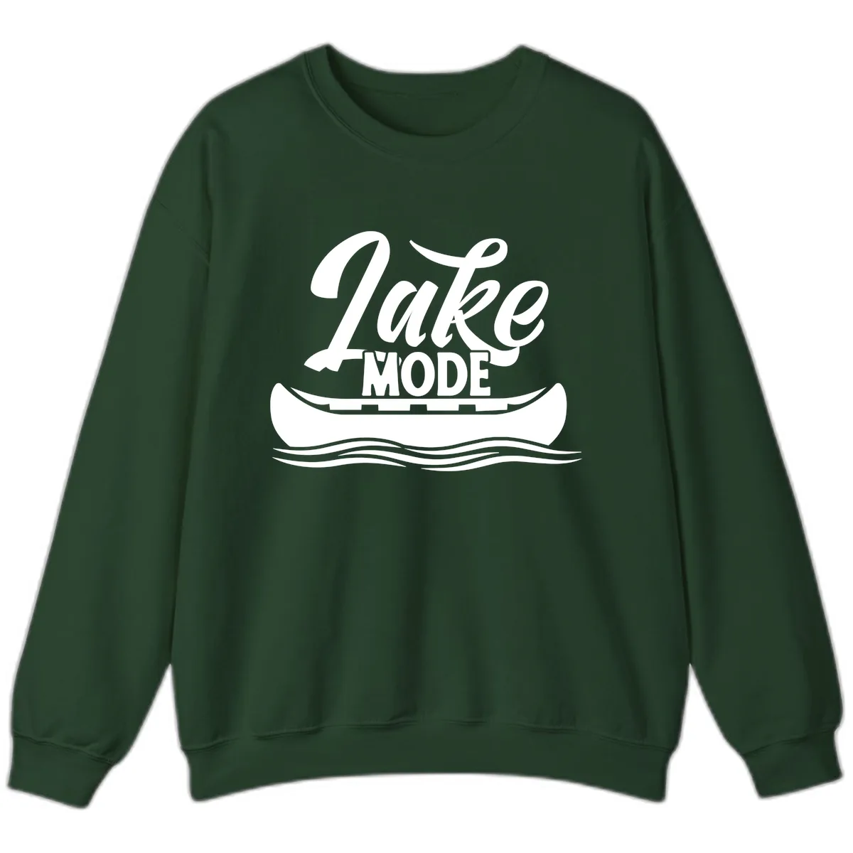 Lake Mode Canoe Illustration Sweatshirt in Forest Green